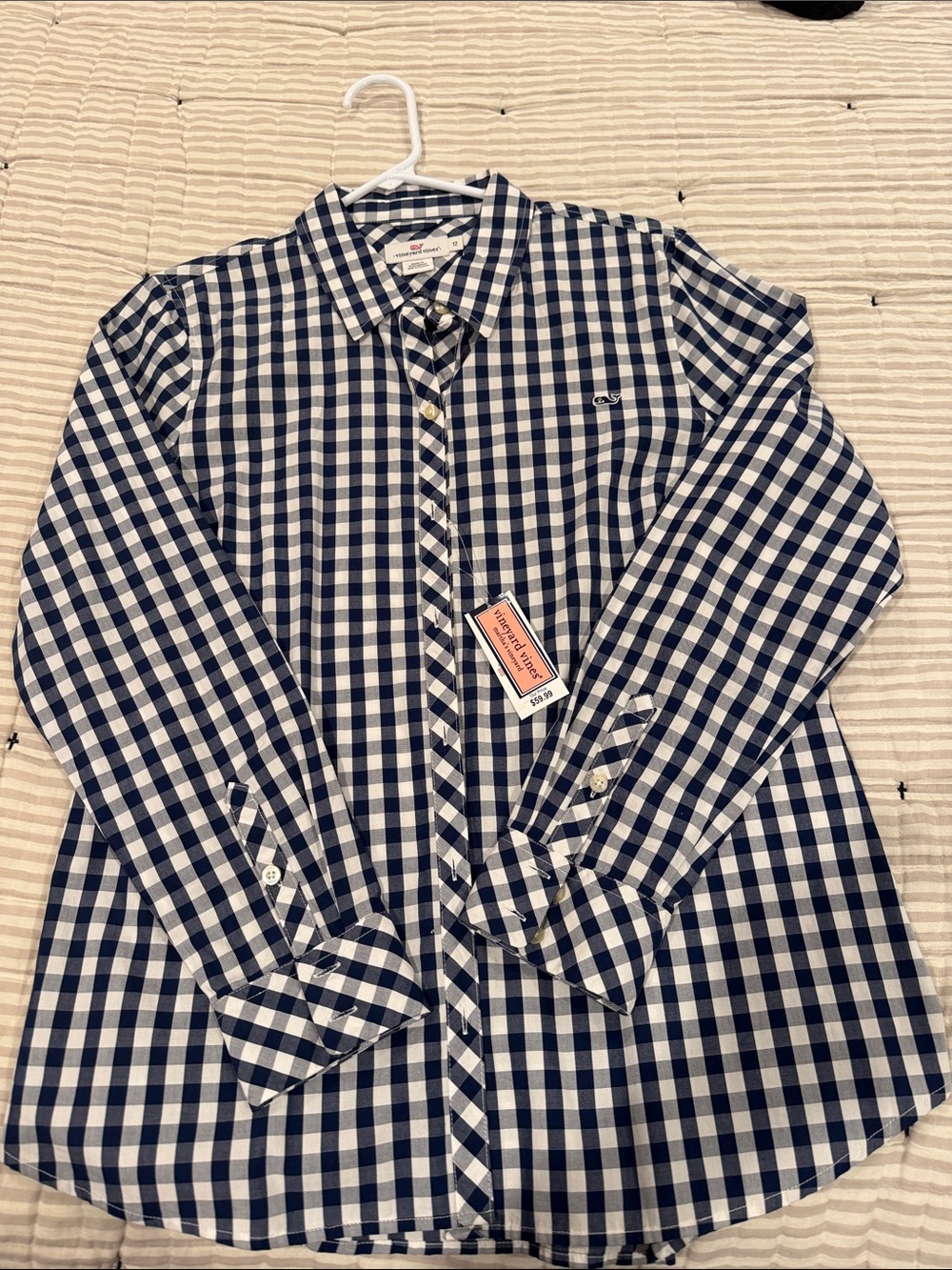 Vineyard Vines Navy and White Gingham Button-Down - Picture 2 of 3